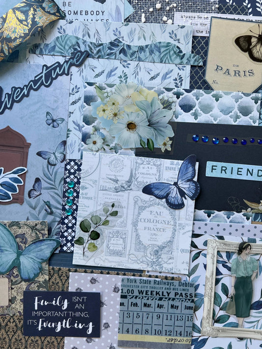 True Blue Ready made craft bundle for scrapbook, journal and card making