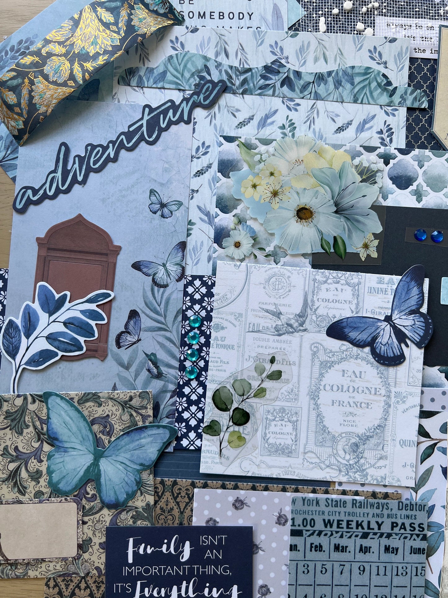 True Blue Ready made craft bundle for scrapbook, journal and card making