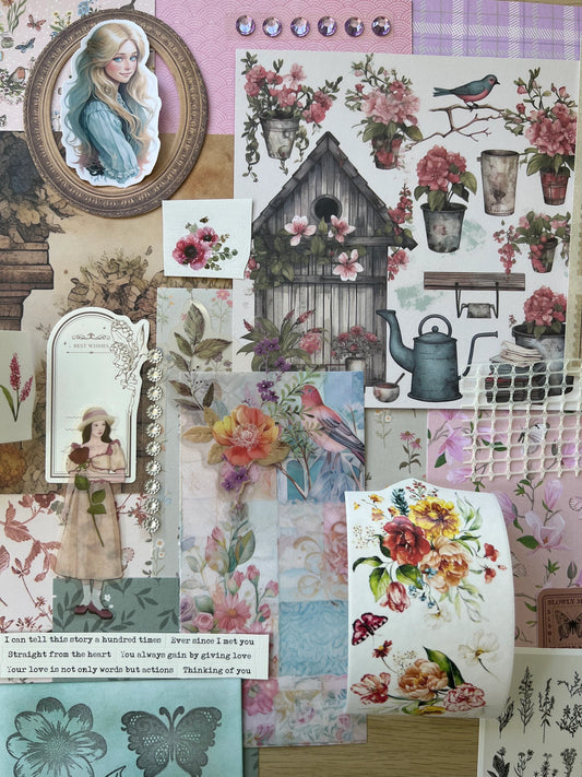 English Garden Ready made craft pack for scrapbook, journal and card making.