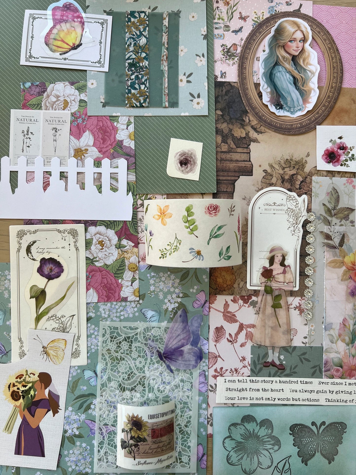 English Garden Ready made craft pack for scrapbook, journal and card making.