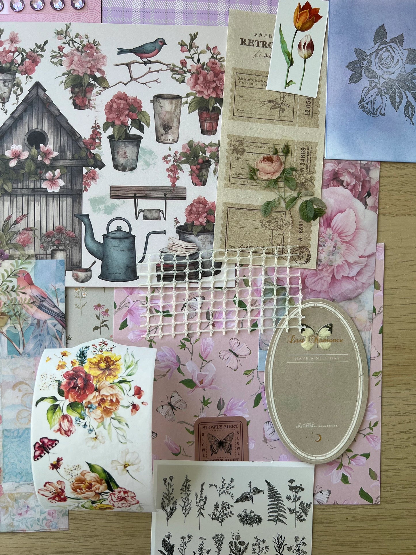 English Garden Ready made craft pack for scrapbook, journal and card making.