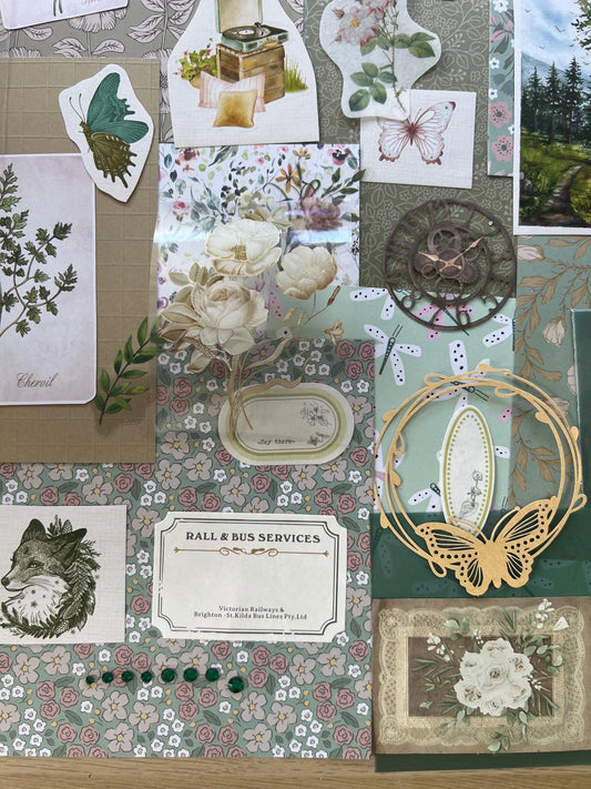 Forest Green ready made craft kit for Scrapbook, journal or card making.