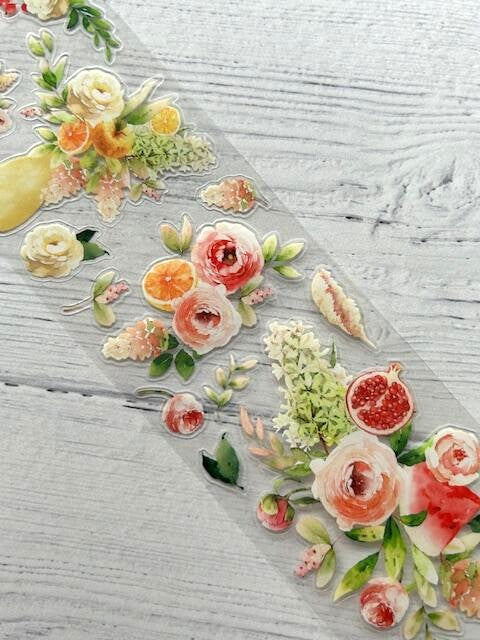 Pre-cut Summer Blossom PET tape *100 cm sample loop*